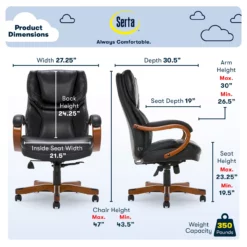 Serta Conway Big & Tall Bonded Leather Office Chair 40 Serta Conway Big & Tall Bonded Leather Office Chair -Storage supplies store 810590408 71 1