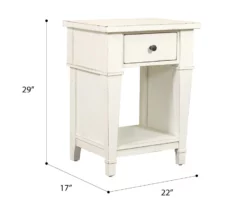 Kali Weathered White 1-Drawer Nightstand -Storage supplies store 810591523 2