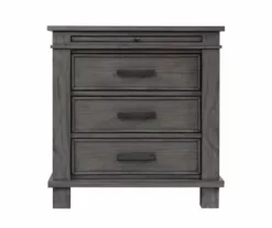 Topeka Warm Gray 3-Drawer Nightstand With USB Charging