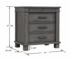 Topeka Warm Gray 3-Drawer Nightstand With USB Charging 18 Topeka Warm Gray 3-Drawer Nightstand With USB Charging -Storage supplies store 810591526 9