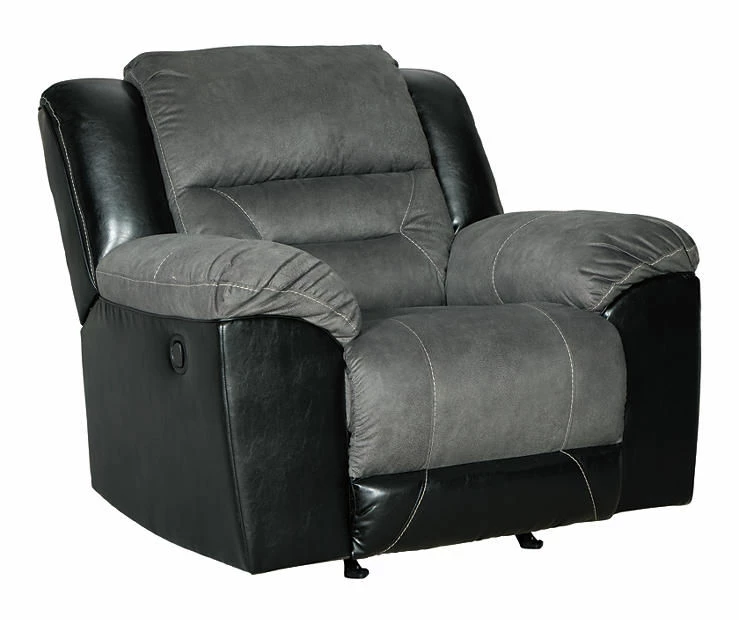 Earhart Slate Faux Leather Rocker Recliner 5 Earhart Slate Faux Leather Rocker Recliner - Image 3