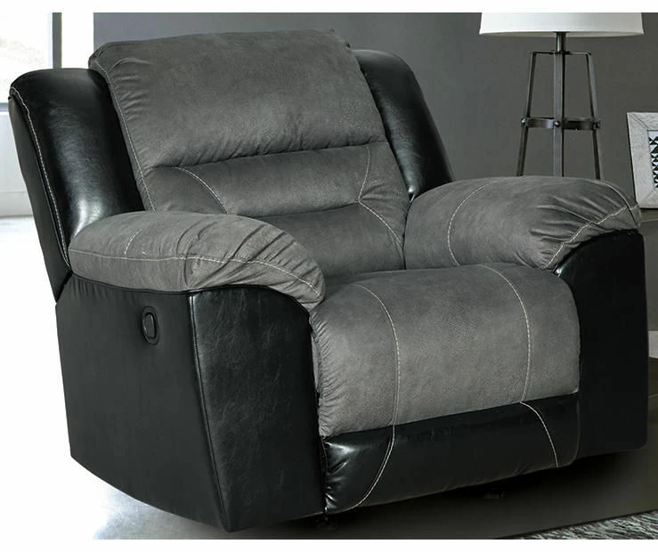 Earhart Slate Faux Leather Rocker Recliner 4 Earhart Slate Faux Leather Rocker Recliner - Image 2