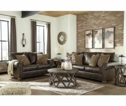 Nicorvo Coffee Faux Leather Sofa -Storage supplies store 810594585 810594588 2