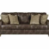 Nicorvo Coffee Faux Leather Sofa -Storage supplies store 810594588 2 1