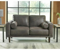 Arroyo Smoke Faux Leather Loveseat -Storage supplies store 810594589 2 1