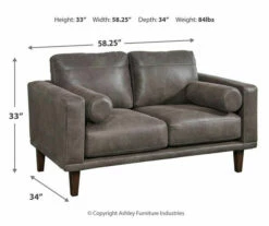 Arroyo Smoke Faux Leather Loveseat -Storage supplies store 810594589 7