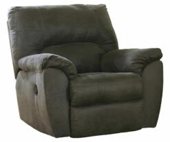 Tambo Pewter Faux Leather Rocker Recliner -Storage supplies store 810594596 8