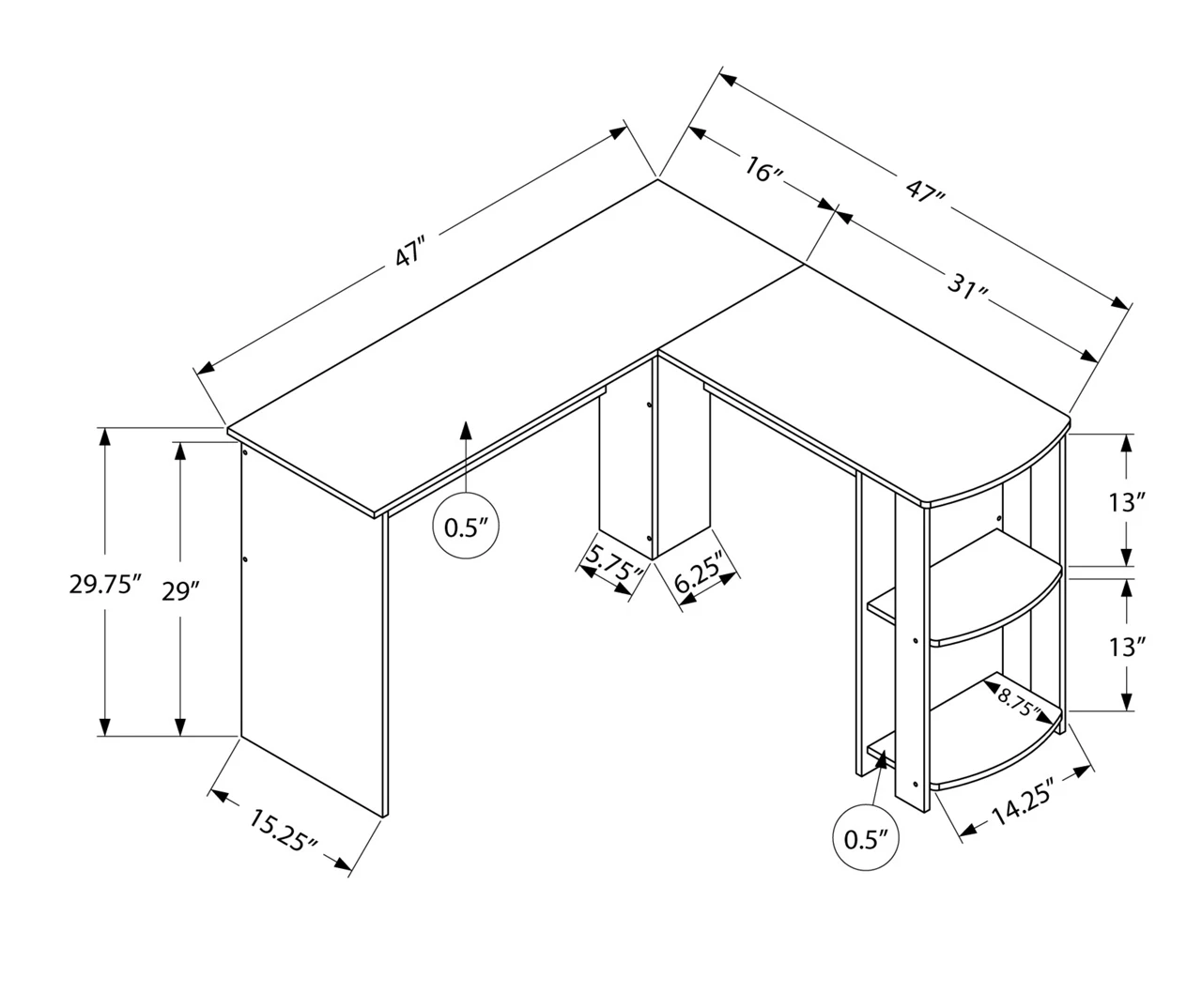 Industrial Gray L-Shaped Corner Desk With Open Storage 6 Industrial Gray L-Shaped Corner Desk With Open Storage - Image 4