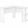 White L-Shaped Corner Desk With Open Storage -Storage supplies store 810597220