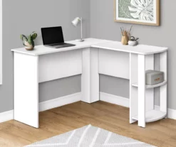 White L-Shaped Corner Desk With Open Storage 7 White L-Shaped Corner Desk With Open Storage -Storage supplies store 810597220 2