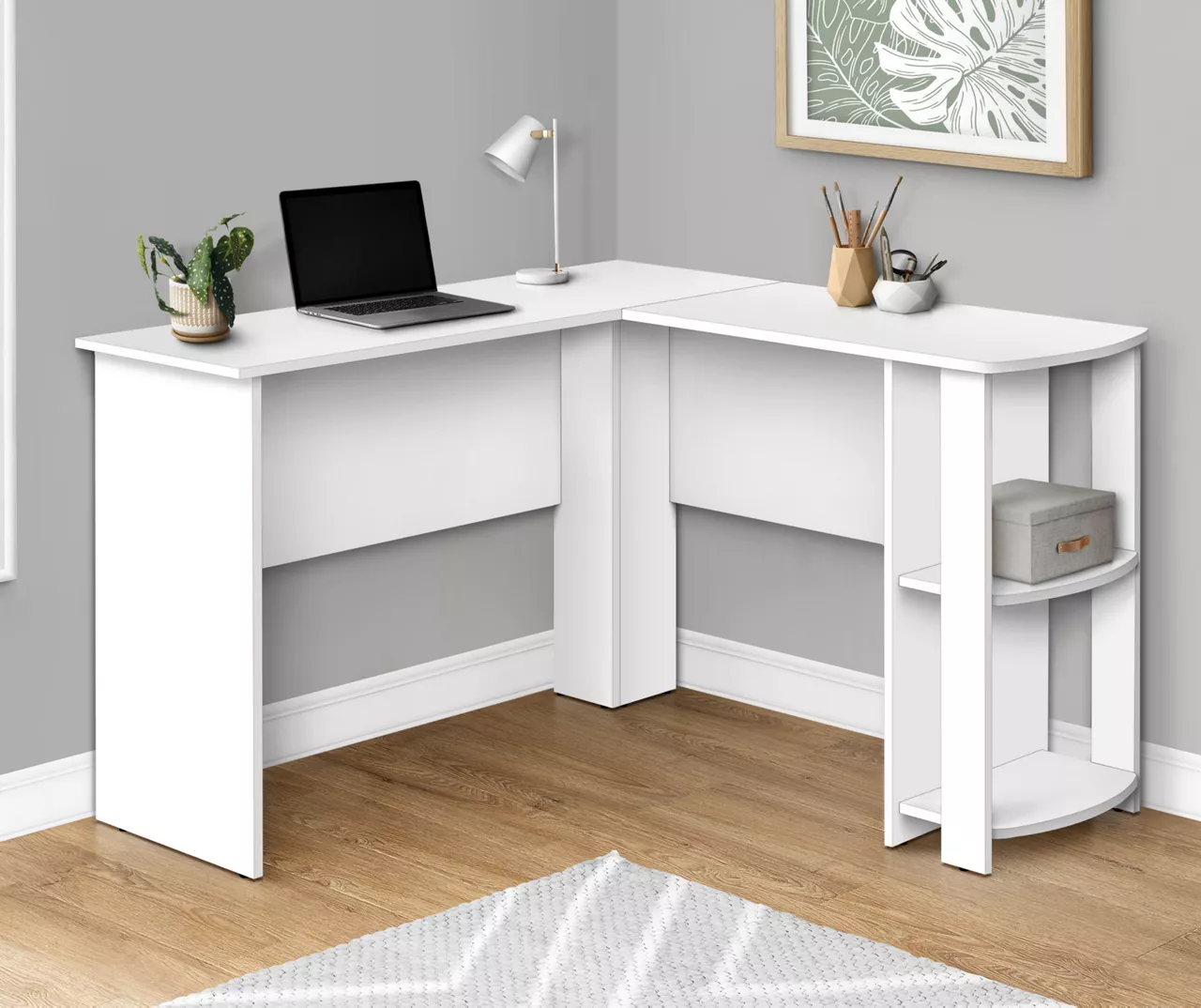 White L-Shaped Corner Desk With Open Storage 4 White L-Shaped Corner Desk With Open Storage - Image 2