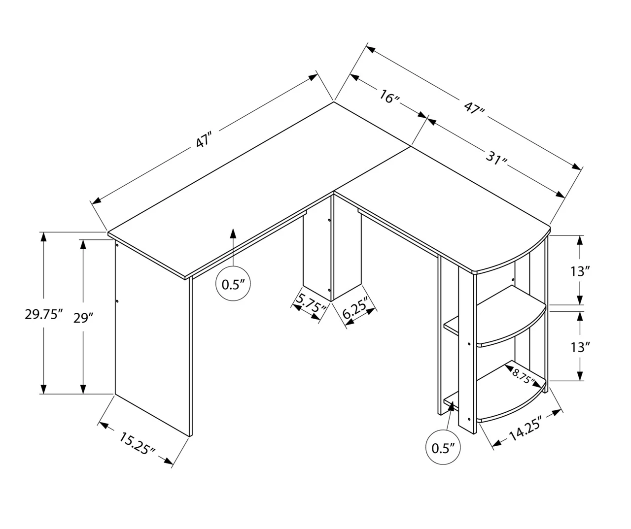 White L-Shaped Corner Desk With Open Storage 6 White L-Shaped Corner Desk With Open Storage - Image 4