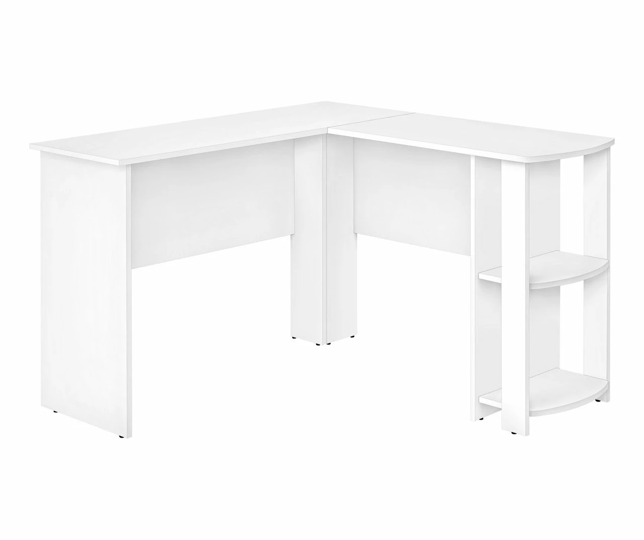 White L-Shaped Corner Desk With Open Storage 3 White L-Shaped Corner Desk With Open Storage