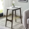 Walker Edison Faux Marble & Dark Brown Oak Tapered Leg Side Table -Storage supplies store 810597277 B0