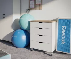 Evolution Vantage White & Weathered Oak 4-Drawer Storage Cart 12 Evolution Vantage White & Weathered Oak 4-Drawer Storage Cart -Storage supplies store 810597741 4