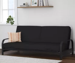 DHP Elbern Black Metal Futon With Black Microfiber Cover -Storage supplies store 810598097 3