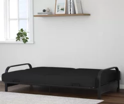 DHP Elbern Black Metal Futon With Black Microfiber Cover -Storage supplies store 810598097 4