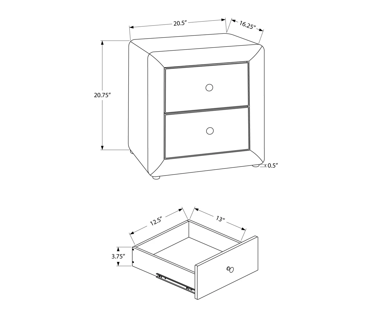 Monarch Faux Leather Nightstand 7 Monarch Faux Leather Nightstand - Image 5