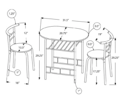 Monarch 3-Piece Dining Set 35 Monarch 3-Piece Dining Set -Storage supplies store 810598493 A7
