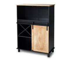 Black & Light Brown Sliding Door Wine Cabinet