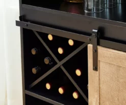 Black & Light Brown Sliding Door Wine Cabinet -Storage supplies store 810598580 A0 4
