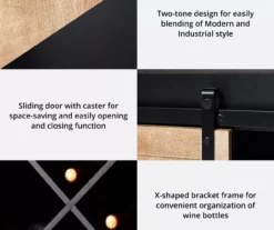 Black & Light Brown Sliding Door Wine Cabinet -Storage supplies store 810598580 A0 7