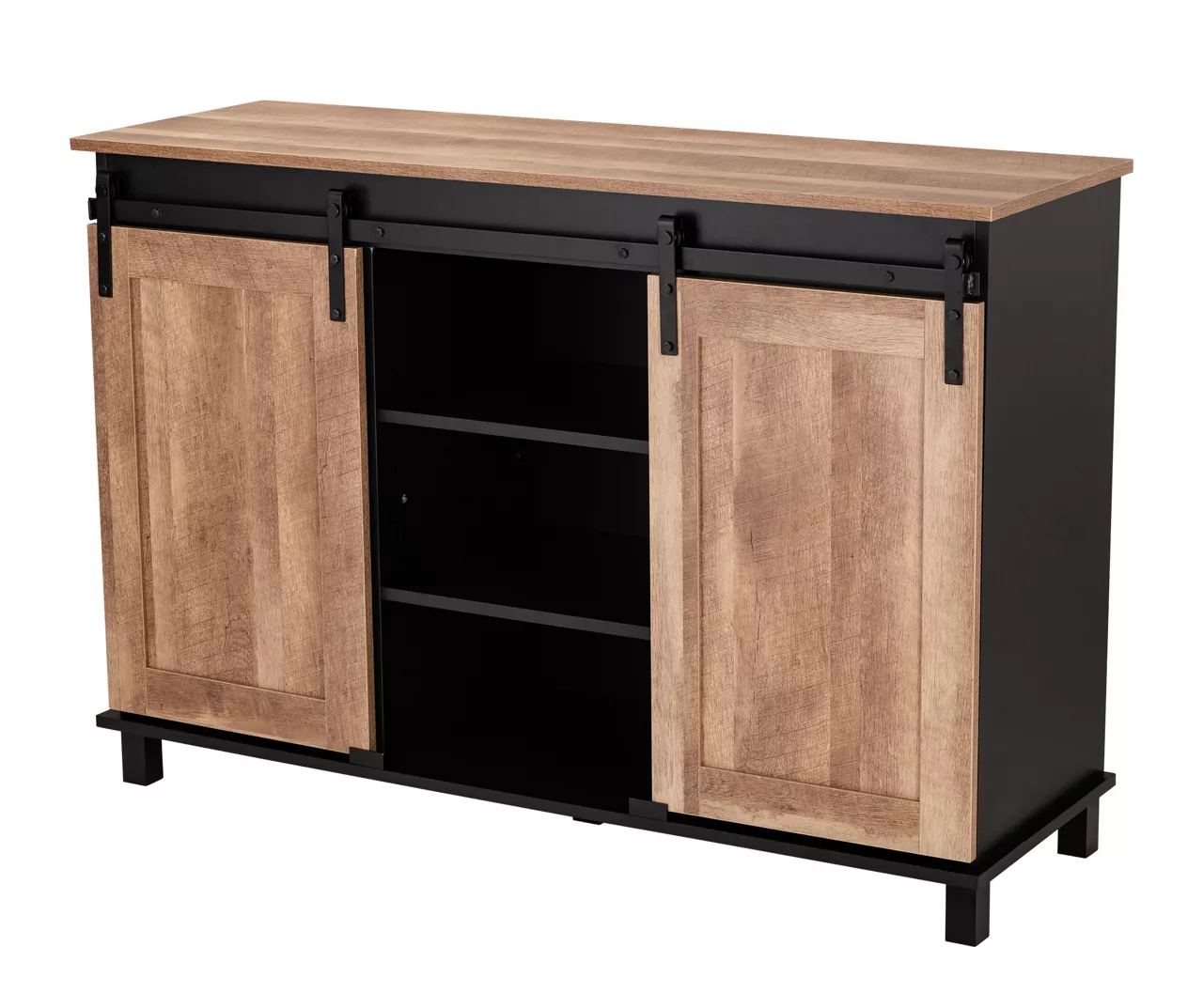 Modern Industrial Black & Brown Sliding Door Sideboard 3 Modern Industrial Black & Brown Sliding Door Sideboard