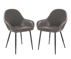 Glitzhome Mid-Century Modern Faux Leather Dining Chairs, 2-Pack