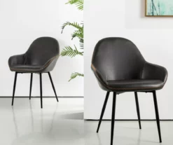 Glitzhome Mid-Century Modern Faux Leather Dining Chairs, 2-Pack -Storage supplies store 810598715 A0 4 1