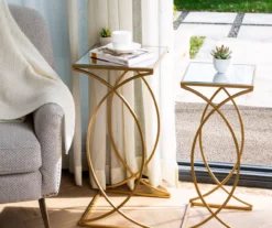 Gold Glass Top 2-Piece Nesting Accent Table Set 10 Gold Glass Top 2-Piece Nesting Accent Table Set -Storage supplies store 810598720 A0 2