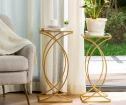 Gold Glass Top 2-Piece Nesting Accent Table Set 11 Gold Glass Top 2-Piece Nesting Accent Table Set -Storage supplies store 810598720 A0 3