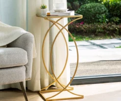 Gold Glass Top 2-Piece Nesting Accent Table Set 12 Gold Glass Top 2-Piece Nesting Accent Table Set -Storage supplies store 810598720 A0 4
