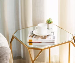 Gold Glass Top 2-Piece Nesting Side Table Set -Storage supplies store 810598721 A0 5