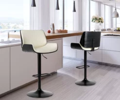 Glitzhome Mid-Century Modern Faux Leather Adjustable Bar Stools, 2-Pack -Storage supplies store 810598738 A0 3