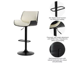 Glitzhome Mid-Century Modern Faux Leather Adjustable Bar Stools, 2-Pack -Storage supplies store 810598738 A0 5