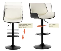 Glitzhome Mid-Century Modern Faux Leather Adjustable Bar Stools, 2-Pack -Storage supplies store 810598738 A0 6