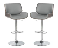 Glitzhome Mid-Century Modern Faux Leather & Chrome Adjustable Bar Stools, 2-Pack -Storage supplies store 810598739 A0 1
