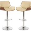 Glitzhome Mid-Century Modern Faux Leather & Chrome Adjustable Bar Stools, 2-Pack