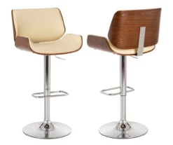Glitzhome Mid-Century Modern Faux Leather & Chrome Adjustable Bar Stools, 2-Pack -Storage supplies store 810598740 A0 3