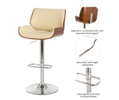 Glitzhome Mid-Century Modern Faux Leather & Chrome Adjustable Bar Stools, 2-Pack -Storage supplies store 810598740 A0 6