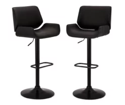Glitzhome Mid-Century Modern Faux Leather Adjustable Bar Stools, 2-Pack