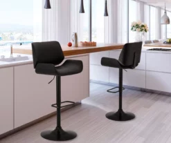 Glitzhome Mid-Century Modern Faux Leather Adjustable Bar Stools, 2-Pack -Storage supplies store 810598741 A0 2