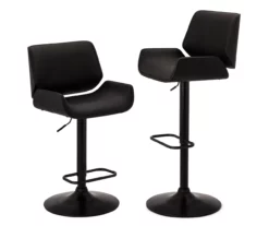 Glitzhome Mid-Century Modern Faux Leather Adjustable Bar Stools, 2-Pack -Storage supplies store 810598741 A0 4