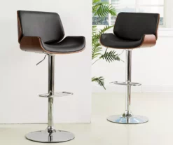 Glitzhome Mid-Century Modern Faux Leather & Chrome Adjustable Bar Stools, 2-Pack -Storage supplies store 810598742 A0 3