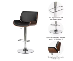 Glitzhome Mid-Century Modern Faux Leather & Chrome Adjustable Bar Stools, 2-Pack -Storage supplies store 810598742 A0 6