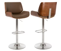Glitzhome Mid-Century Modern Faux Leather & Chrome Adjustable Bar Stools, 2-Pack -Storage supplies store 810598743 A0 1