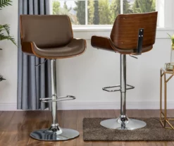 Glitzhome Mid-Century Modern Faux Leather & Chrome Adjustable Bar Stools, 2-Pack -Storage supplies store 810598743 A0 2