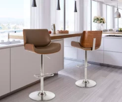 Glitzhome Mid-Century Modern Faux Leather & Chrome Adjustable Bar Stools, 2-Pack -Storage supplies store 810598743 A0 3