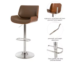 Glitzhome Mid-Century Modern Faux Leather & Chrome Adjustable Bar Stools, 2-Pack -Storage supplies store 810598743 A0 6