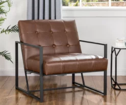 Glitzhome Modern Industrial Faux Leather Accent Chairs, 2-Pack -Storage supplies store 810598913 A0 3